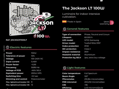 Grow The Jungle The Jackson LITE 100W Lampa LED Grow Dimmable SMD Samsung