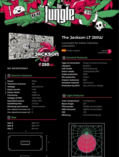 Grow The Jungle The Jackson LITE 250W Lampa LED Grow Dimmable SMD Samsung