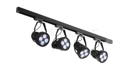 Zestaw oświetleniowy VERTICANA 4x żarówka + holder + szyna | CZARNY | soczewka 45°