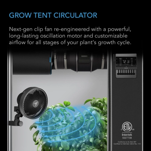 AC Infinity Cloudray S9 Oscillating Clip Fan 11W 10-speed fi 230mm - wentylator mieszający z klipsem